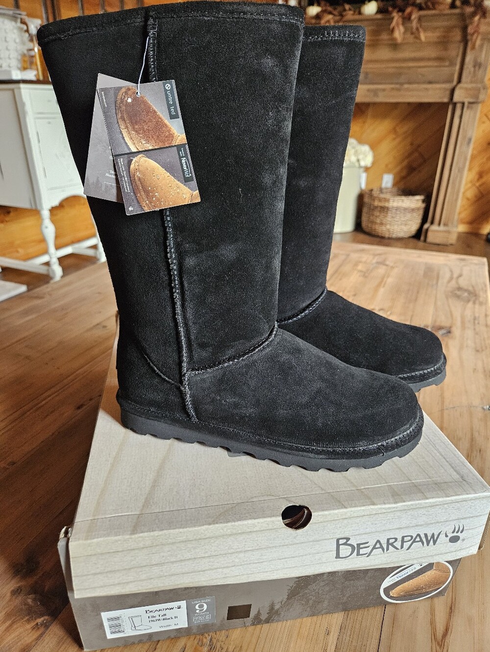 Bearpaw Womens Elle Tall Sude Boots Black Size 9